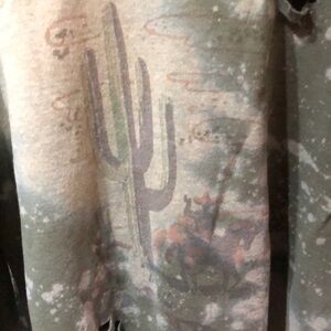 Cactus Print Fringe‎ Sweatshirt